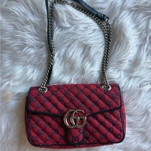Authentic Gucci GG Marmont Quilted Canvas Flap Shoulder / Crossbody Bag